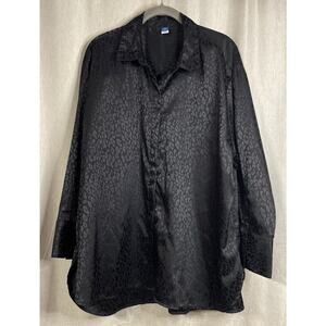 Old Navy Shirt, Size XL Petite, Black, Cheetah print, Button Up, Long Sleeve